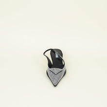 Prada Black Logo Satin Crystal Slingback Pump 39