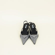 Prada Black Logo Satin Crystal Slingback Pump 39