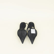 Prada Black Logo Satin Crystal Slingback Pump 39