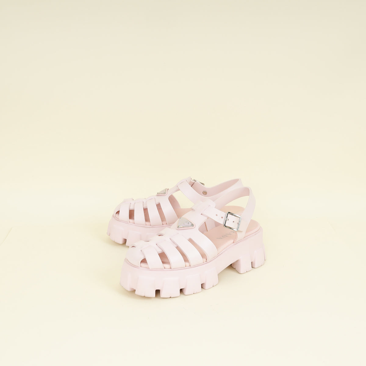 Prada Pale Pink Logo Foam Rubber Sandal 40