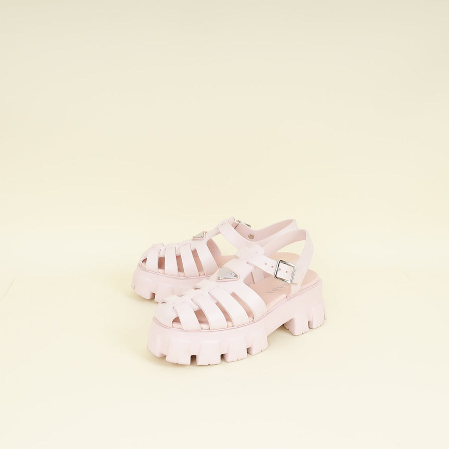 Prada Pale Pink Logo Foam Rubber Sandal 40
