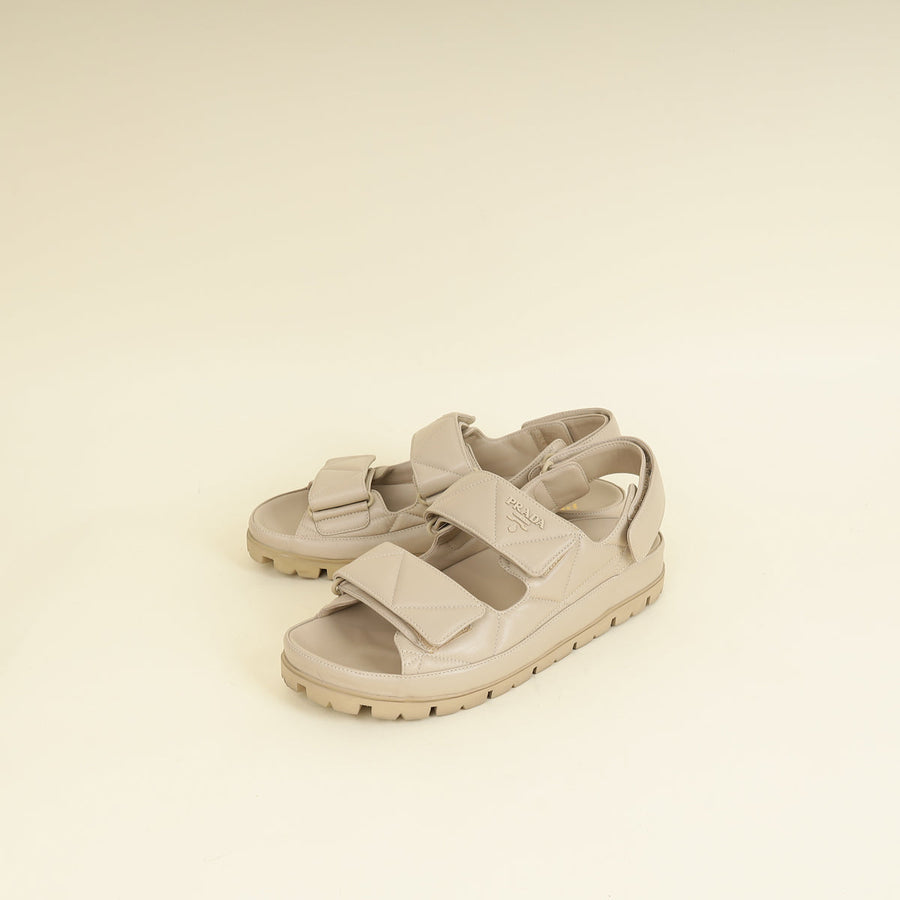 Prada Beige Logo Strap Chunky Sandal 41