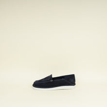 Prada Navy Blue Logo Suede Slip-On Loafers 10