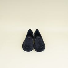 Prada Navy Blue Logo Suede Slip-On Loafers 10