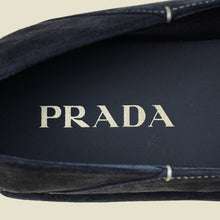 Prada Navy Blue Logo Suede Slip-On Loafers 10
