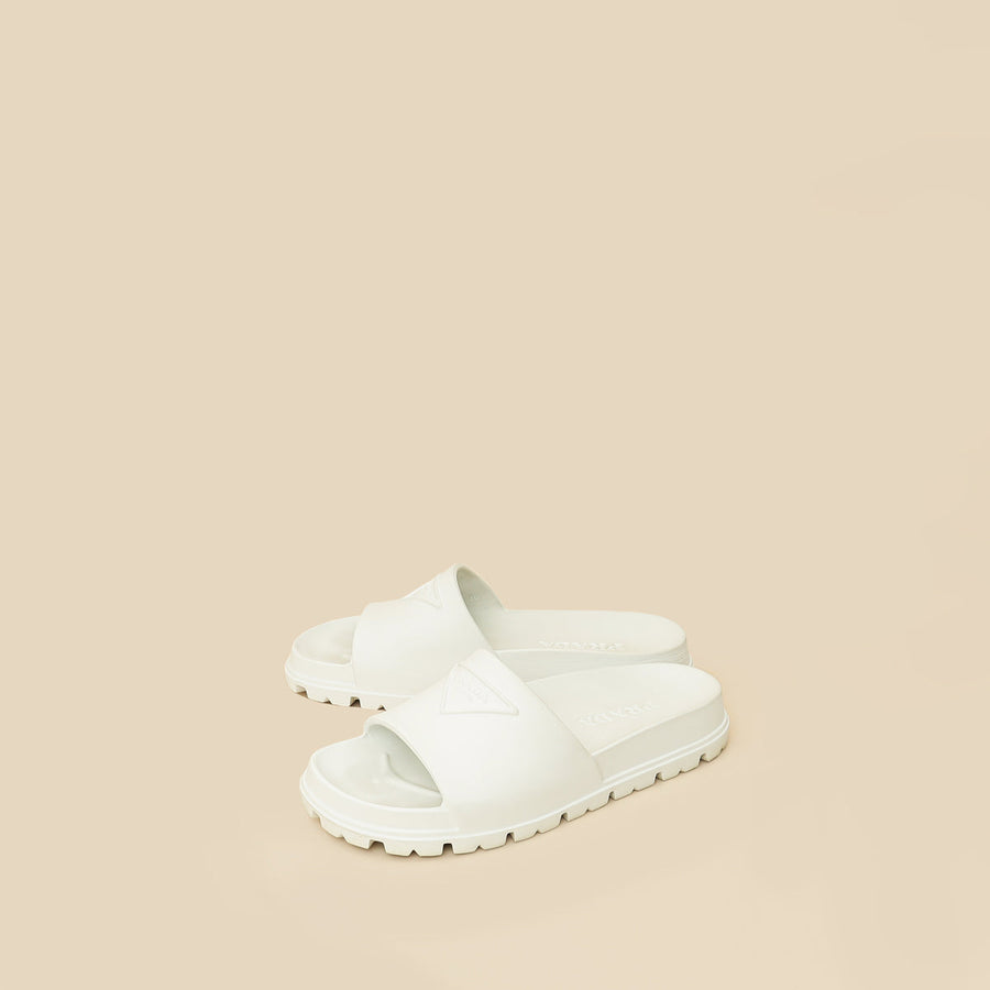 Prada White Extra Light Rubber Slides Sandal 36