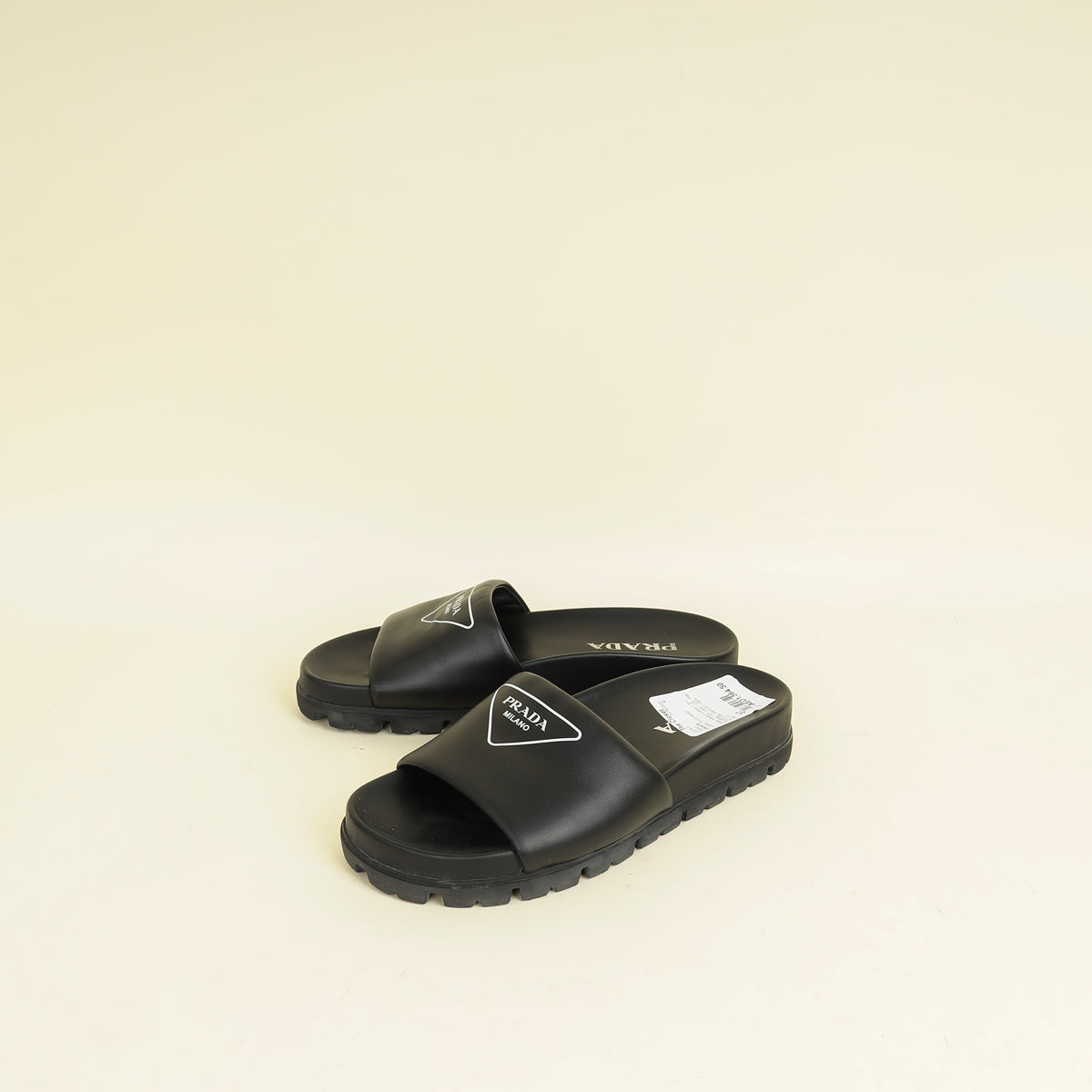 Prada Black Triangle Logo Slide Sandal 37