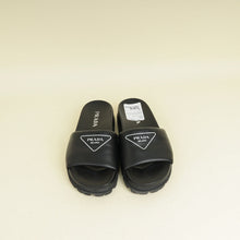 Prada Black Triangle Logo Slide Sandal 37