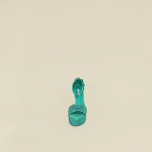 Prada Green Crystal Satin Platform Sandals 37