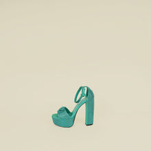 Prada Green Crystal Satin Platform Sandals 37