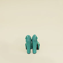 Prada Green Crystal Satin Platform Sandals 37