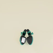 Prada Green Crystal Satin Platform Sandals 37
