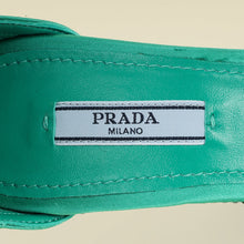 Prada Green Crystal Satin Platform Sandals 37