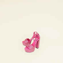 Prada Fuchsia Crystal Satin Platform Sandals 37