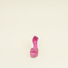 Prada Fuchsia Crystal Satin Platform Sandals 37