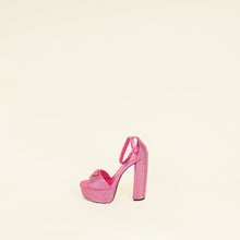 Prada Fuchsia Crystal Satin Platform Sandals 37