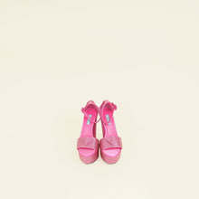 Prada Fuchsia Crystal Satin Platform Sandals 37