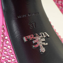 Prada Fuchsia Crystal Satin Platform Sandals 37