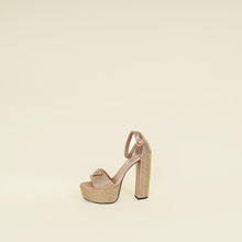 Prada Pink Nude Crystal Satin Platform Sandals 37