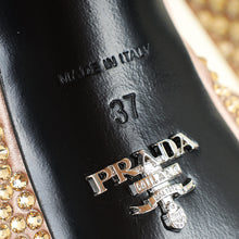 Prada Pink Nude Crystal Satin Platform Sandals 37