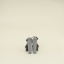 Prada Black Crystal Satin Platform Sandals 37