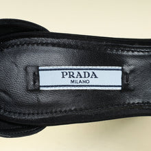 Prada Black Crystal Satin Platform Sandals 37