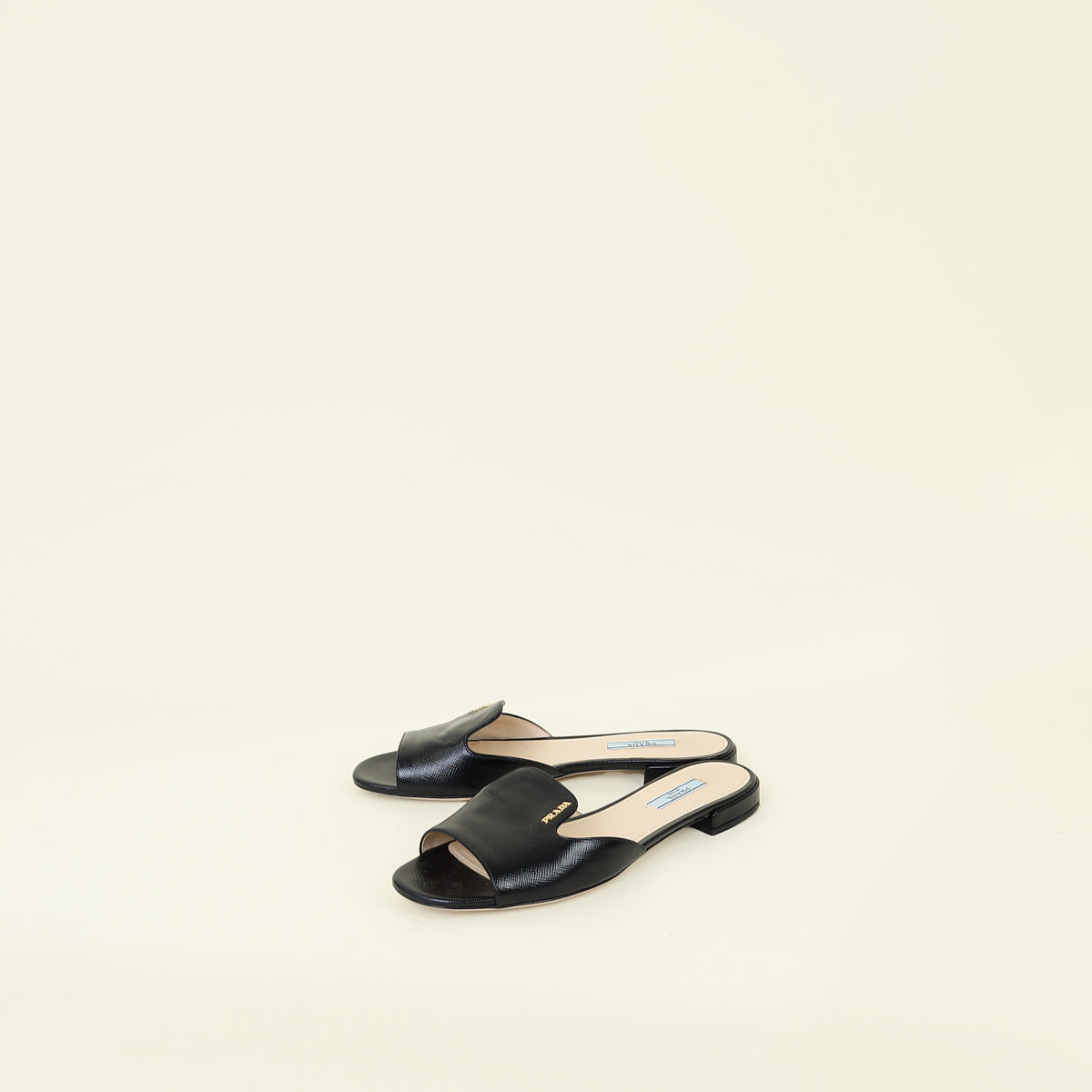 Prada Black Logo Slide Flat Sandal 38.5