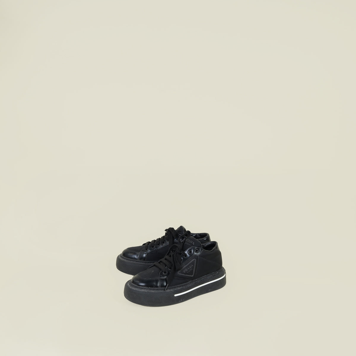 Prada Black Triangle Logo Re-Nylon Sneaker 38