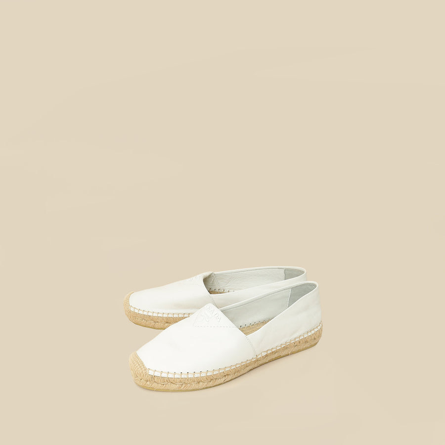 Prada White Soft Nappa Espadrille 38