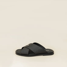 Prada Black Logo Crisscross Slides Men's Sandal 9.5