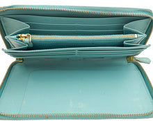 Prada Anice Blue Zip Around Organizer Wallet