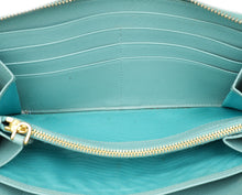 Prada Anice Blue Zip Around Organizer Wallet