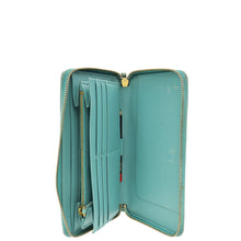 Prada Anice Blue Zip Around Organizer Wallet