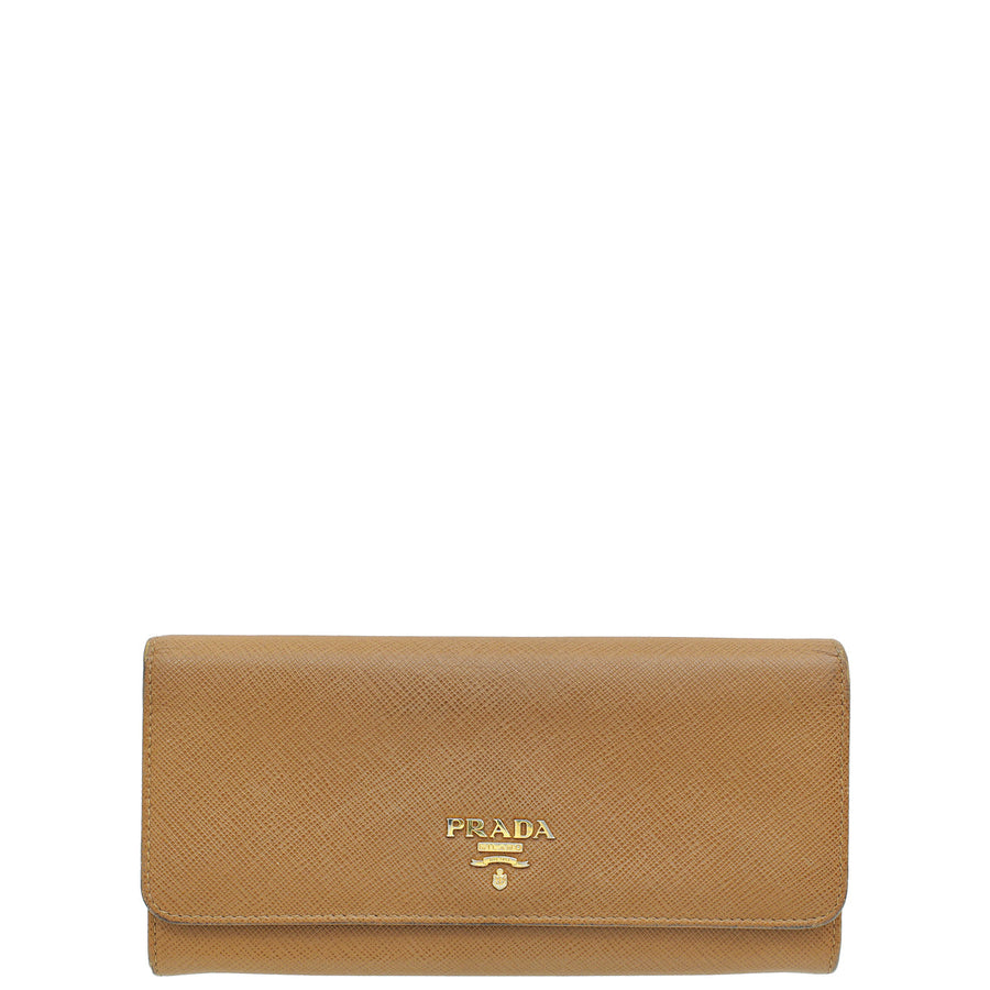 Prada Caramel Lux Large Continental Wallet