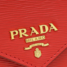 Prada Red Logo Vitello Move Envelope Slim Wallet