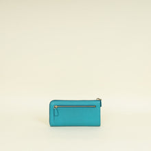 Prada Turquoise Vitello Daino Half Zip Wallet