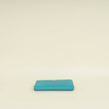 Prada Turquoise Vitello Daino Half Zip Wallet