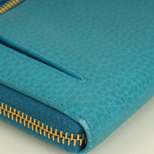 Prada Turquoise Vitello Daino Half Zip Wallet