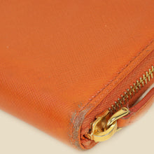 Prada Orange Bow Zip Around Wallet