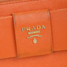 Prada Orange Bow Zip Around Wallet