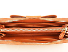 Prada Orange Bow Zip Around Wallet