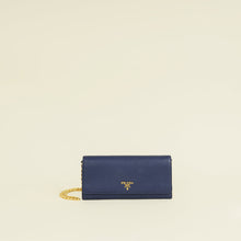 Prada Blue Vitello Grain Wallet on Chain