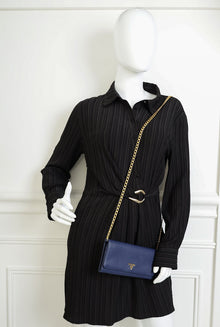 Prada Blue Vitello Grain Wallet on Chain