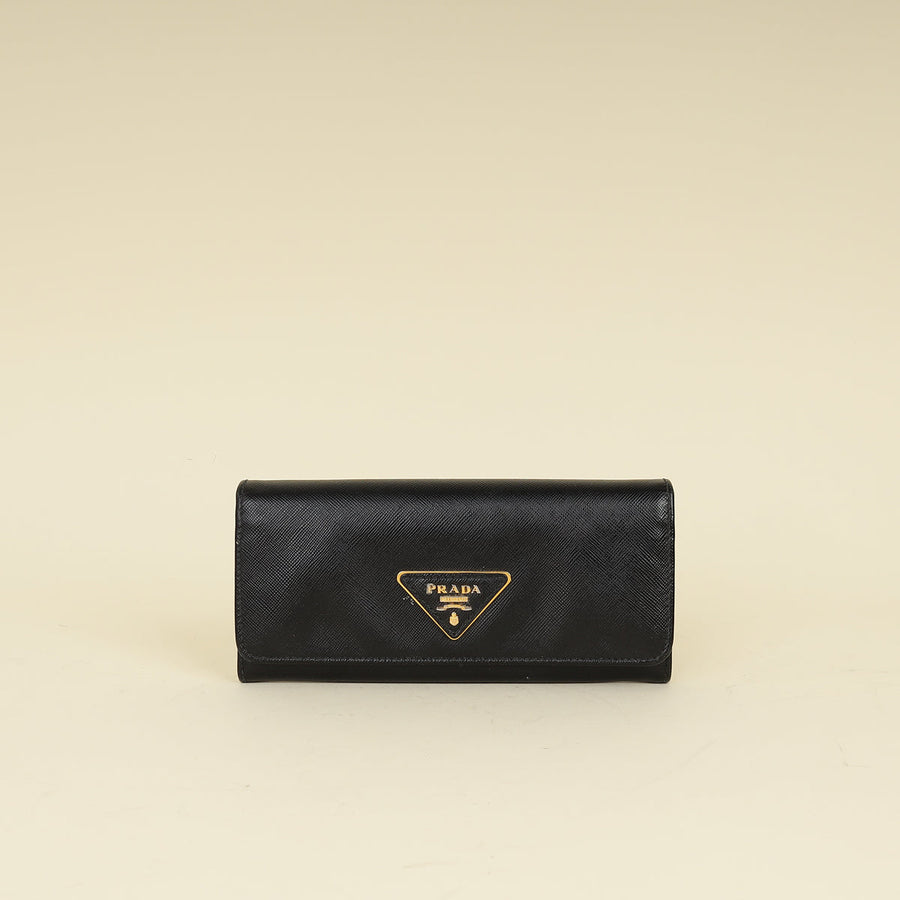 Prada Black Lux Continental Long Wallet