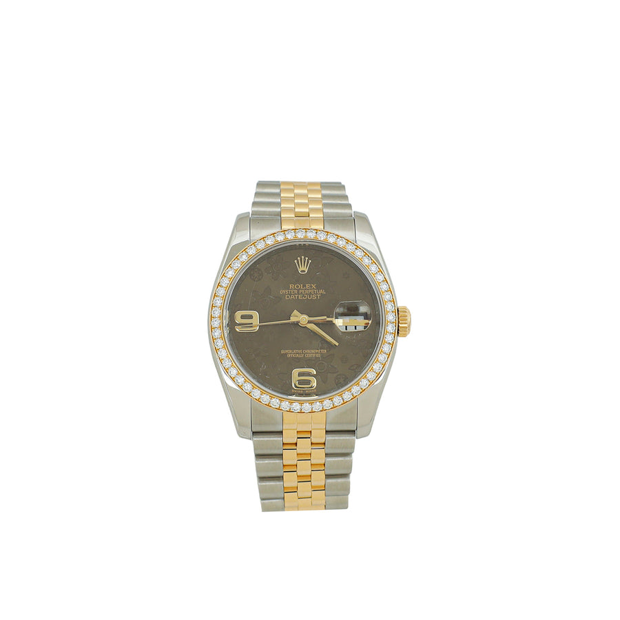 Rolex Stainless Steel Diamond Yellow Rolesor Datejust 36mm Watch