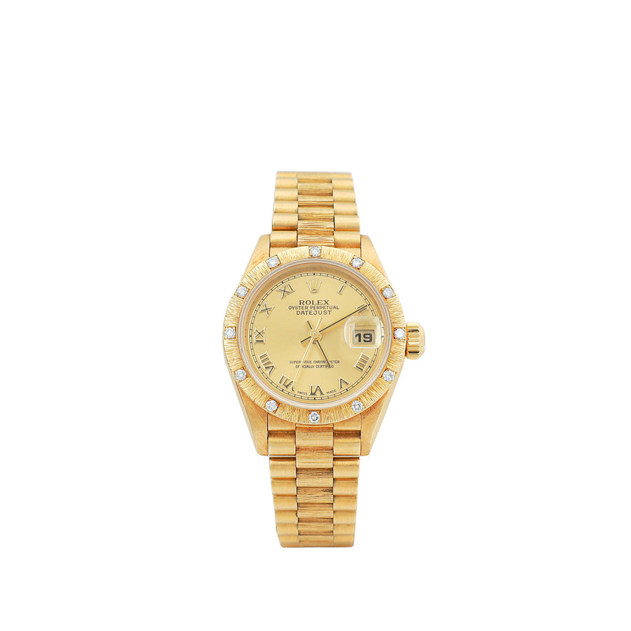 Rolex 18K Yellow Gold Datejust President Diamond Dial 26mm Watch