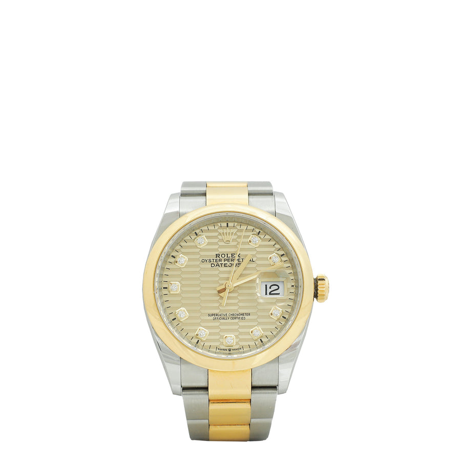 Rolex 18K Yellow Gold Osytersteel Datejust 36mm Watch