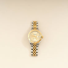 Rolex 18K Yellow Gold Stainless Steel Diamond Dial Datejust 28mm Watch