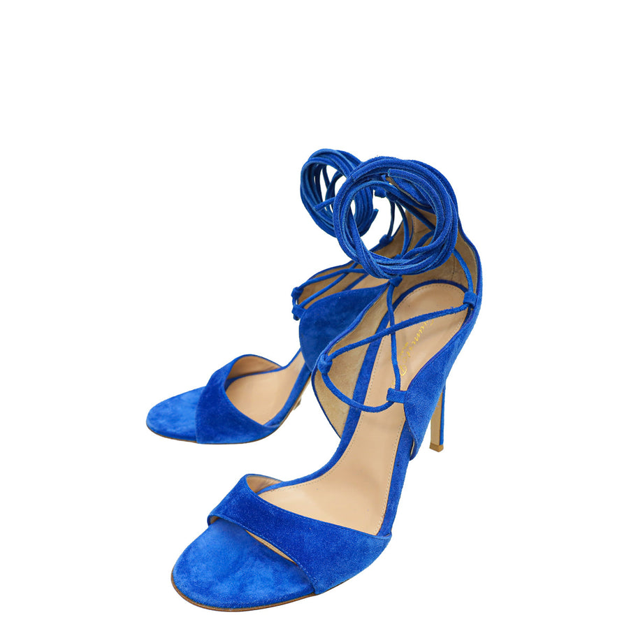 Gianvito Rossi Blue Cross Ankle Strap Sandals 40