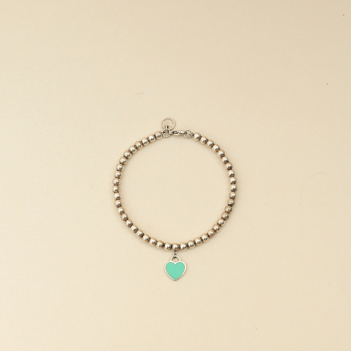 Tiffany & Co. Blue Heart Tag Bead 4mm Bracelet